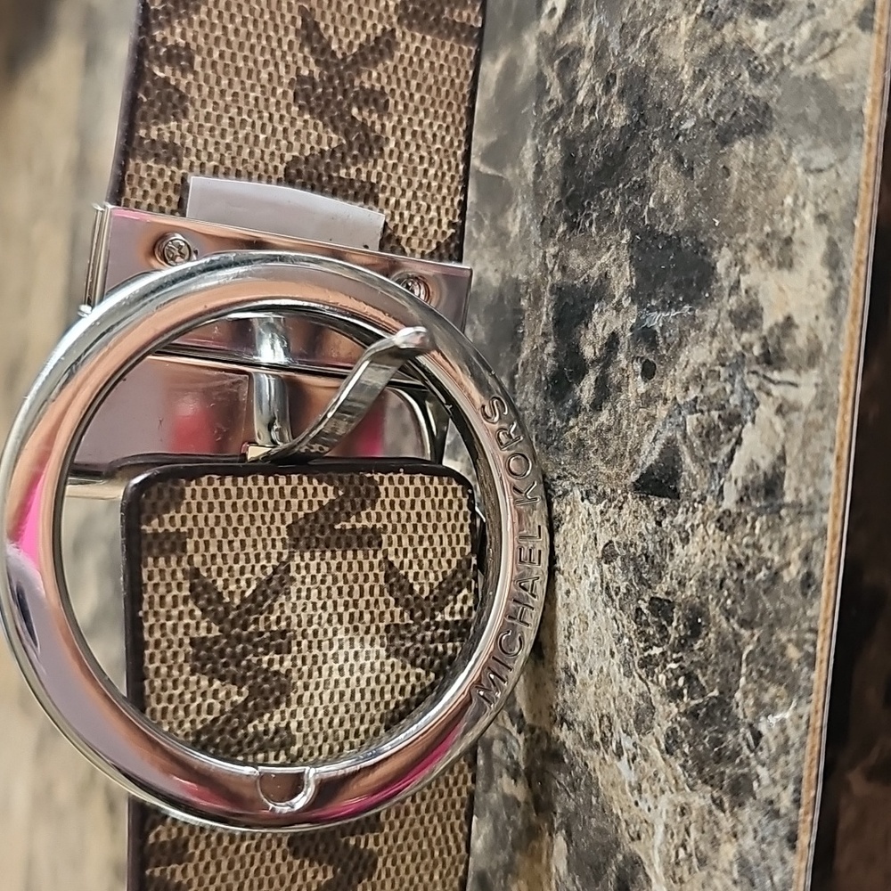 Michael Kors Women's Brown Belt with Silver Buckle